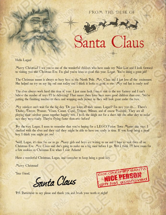 Santa's Letter No. 3. Move your mouse over the image to highlight personalizations.
